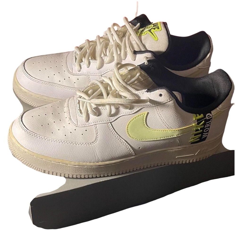 Nike Air Force 1 Low Worldwide‎ White Volt Black Men's Sz 11.5 Sneakers CK6924